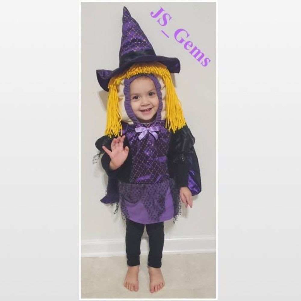 Vintage Kid Baby Toddler Size 24 Months Black & Purple Witch Costume